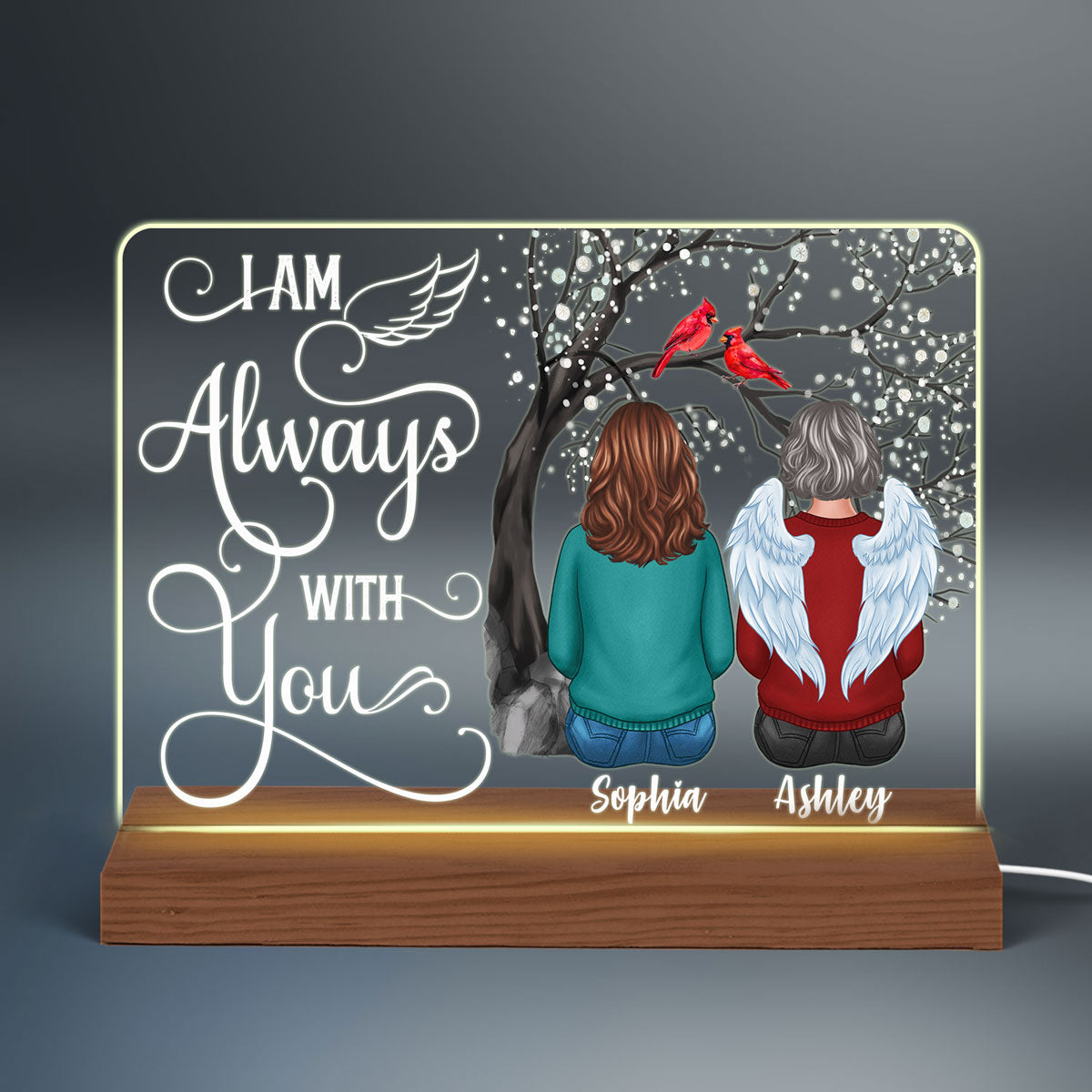 Always With You Personalized Memorial Remembrance Gift Personalized Custom Shape Acrylic Plaque LED Night Light