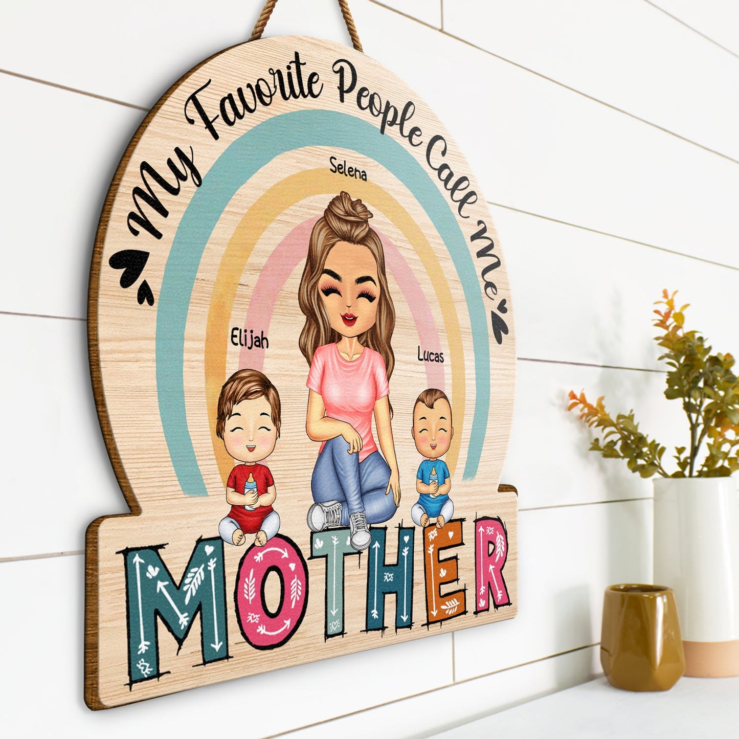 My Favorite People Call Me - Birthday, Loving Gift For Mom, Mother, Grandma, Grandmother - Personalized Custom Shaped Wood Sign
