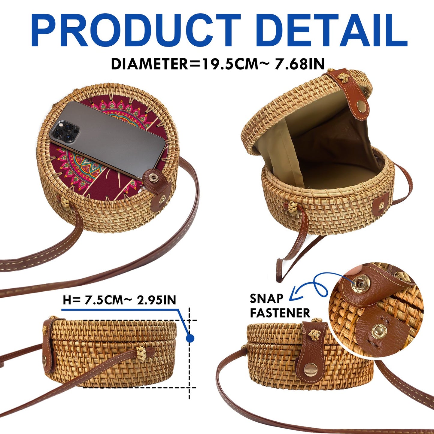 Mandala Girl - Gift For Her, Travel Lovers - Personalized Custom Round Rattan Bag