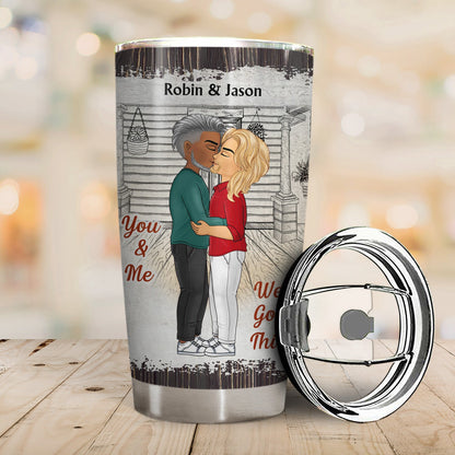 Chibi Kissing Couple Sideview The Day I Met You - Birthday, Loving, Anniversary Gift For Spouse, Hubby, Wifey, Boyfriend, Girlfriend - Personalized Tumbler
