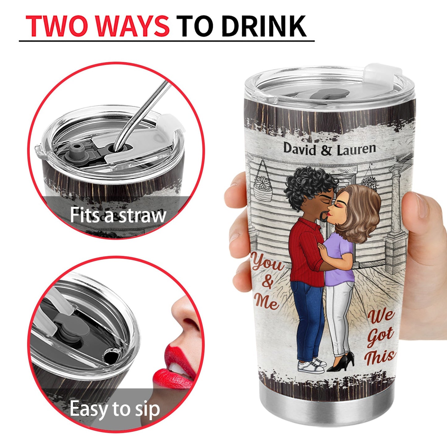 Chibi Kissing Couple Sideview The Day I Met You - Birthday, Loving, Anniversary Gift For Spouse, Hubby, Wifey, Boyfriend, Girlfriend - Personalized Tumbler