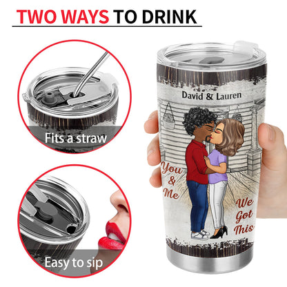 Chibi Kissing Couple Sideview The Day I Met You - Birthday, Loving, Anniversary Gift For Spouse, Hubby, Wifey, Boyfriend, Girlfriend - Personalized Tumbler