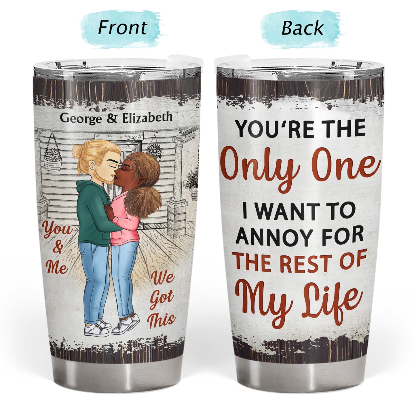 Chibi Kissing Couple Sideview The Day I Met You - Birthday, Loving, Anniversary Gift For Spouse, Hubby, Wifey, Boyfriend, Girlfriend - Personalized Tumbler