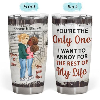 Chibi Kissing Couple Sideview The Day I Met You - Birthday, Loving, Anniversary Gift For Spouse, Hubby, Wifey, Boyfriend, Girlfriend - Personalized Tumbler