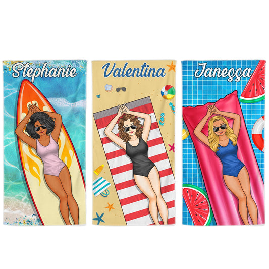 Beach Trips, Pool Party - Birthday, Vacation, Traveling Gift For Woman, Man, Bestie Group - Personalized Beach Towel