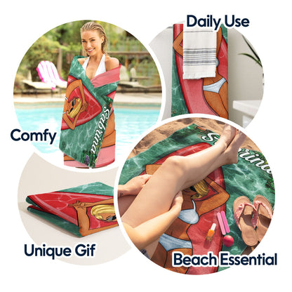 Beach Trips, Pool Party - Birthday, Vacation, Traveling Gift For Woman, Man, Bestie Group - Personalized Beach Towel