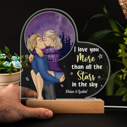 Star Map I Love You To The Moon And Back - Birthday, Loving, Anniversary Gift For Spouse, Husband, Wife, Couple, Boyfriend, Girlfriend - Personalized 3D Led Light Wooden Base