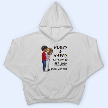 Hubby And Wifey Seasons Chibi Kissing Couple Sideview - Birthday, Anniversary Gift For Spouse, Lover, Husband, Wife, Boyfriend, Girlfriend - Personalized T Shirt