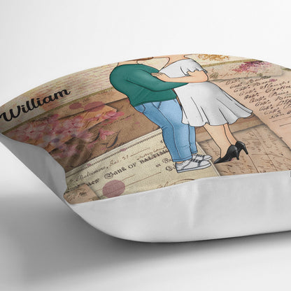 Chibi Kissing Couple Sideview Together Since Husband Wife - Birthday, Loving, Anniversary Gift For Spouse, Hubby, Wifey, Couple, Boyfriend, Girlfriend - Personalized Pillow