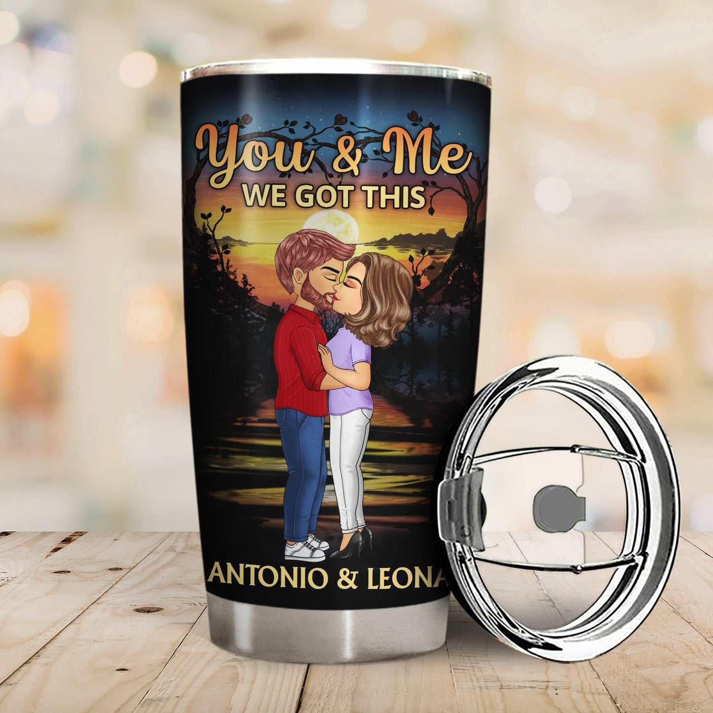 Chibi Kissing Couple Sideview I Wish I Couple Turn Back The Clock - Birthday, Loving, Anniversary Gift For Spouse, Hubby, Wifey, Boyfriend, Girlfriend - Personalized Tumbler