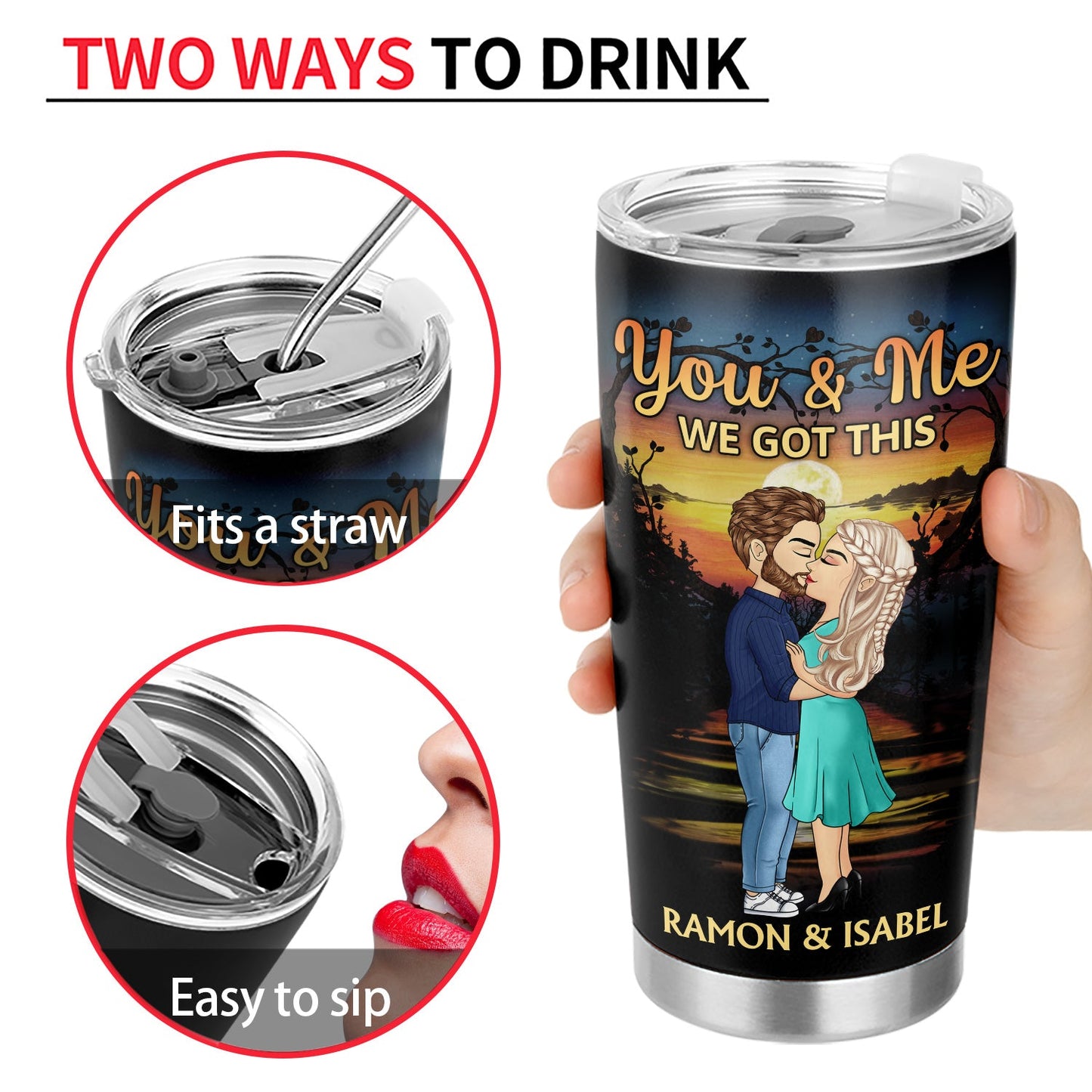 Chibi Kissing Couple Sideview I Wish I Couple Turn Back The Clock - Birthday, Loving, Anniversary Gift For Spouse, Hubby, Wifey, Boyfriend, Girlfriend - Personalized Tumbler