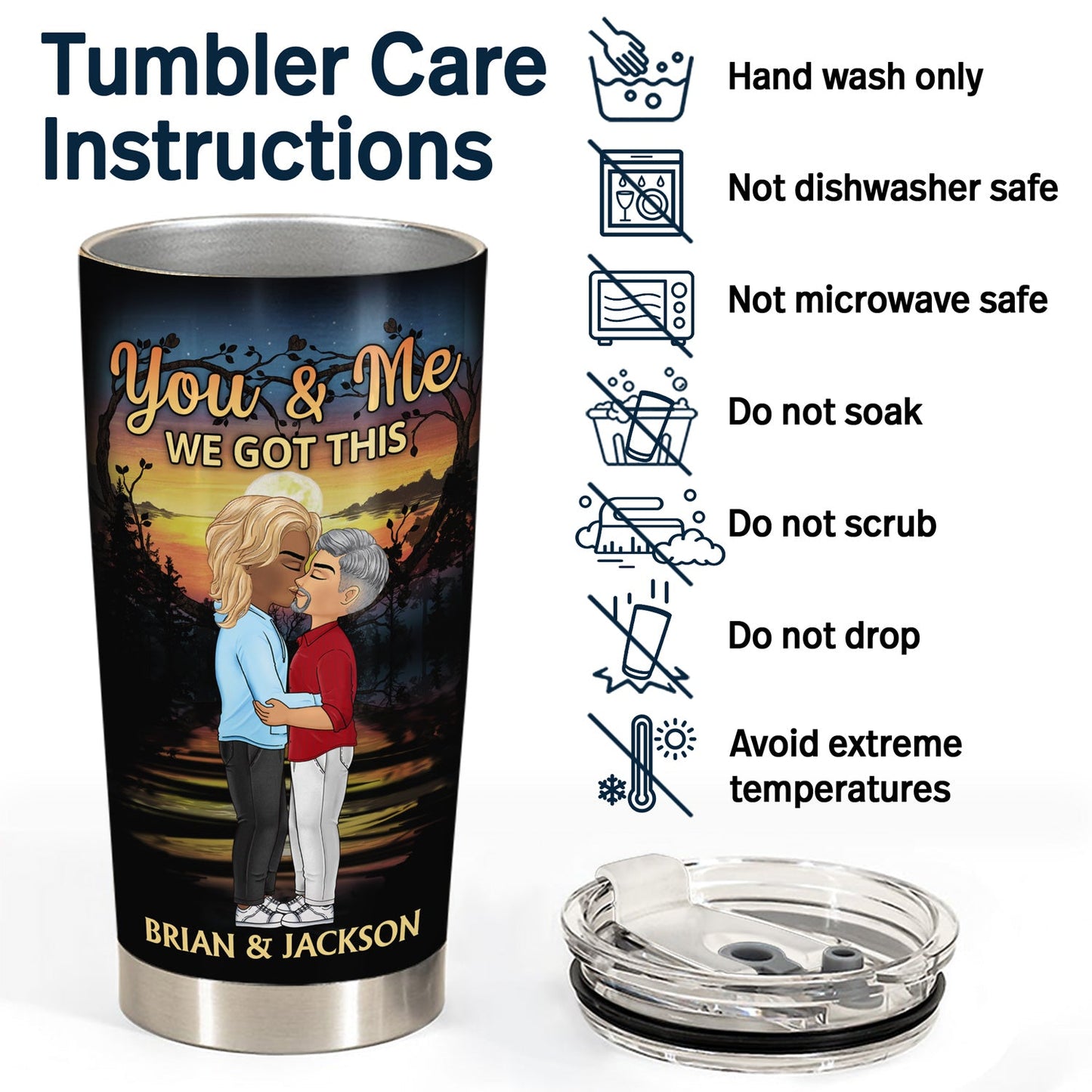 Chibi Kissing Couple Sideview I Wish I Couple Turn Back The Clock - Birthday, Loving, Anniversary Gift For Spouse, Hubby, Wifey, Boyfriend, Girlfriend - Personalized Tumbler