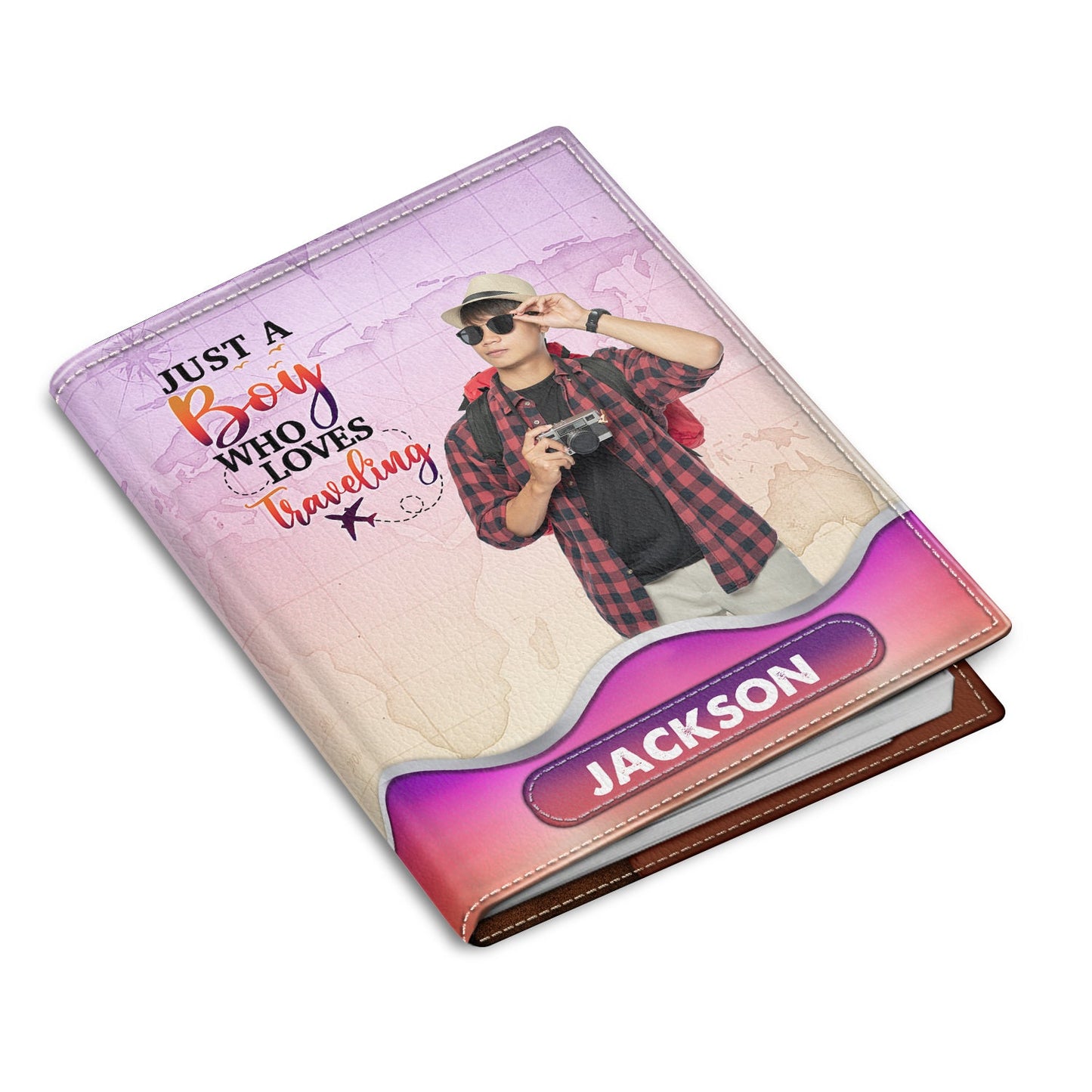 Custom Photo Just A Girl Boy Who Loves Traveling - Birthday Gift For Him, Her, Vacation Lovers - Personalized Passport Cover, Passport Holder