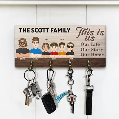 Home Is Where Our Bunch Of Crazies Are - Birthday, Decor, Housewarming, Anniversary, Funny Gift For Couple, Parents, Family - Personalized Wood Key Holder