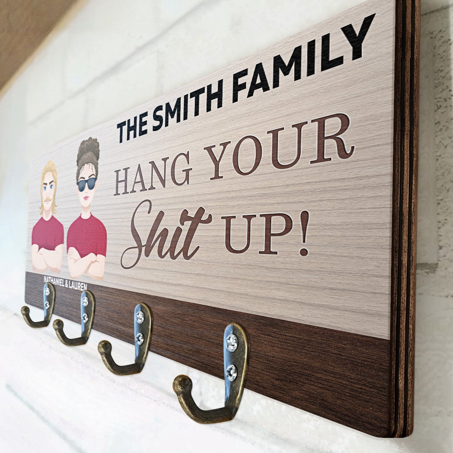 Home Is Where Our Bunch Of Crazies Are - Birthday, Decor, Housewarming, Anniversary, Funny Gift For Couple, Parents, Family - Personalized Wood Key Holder