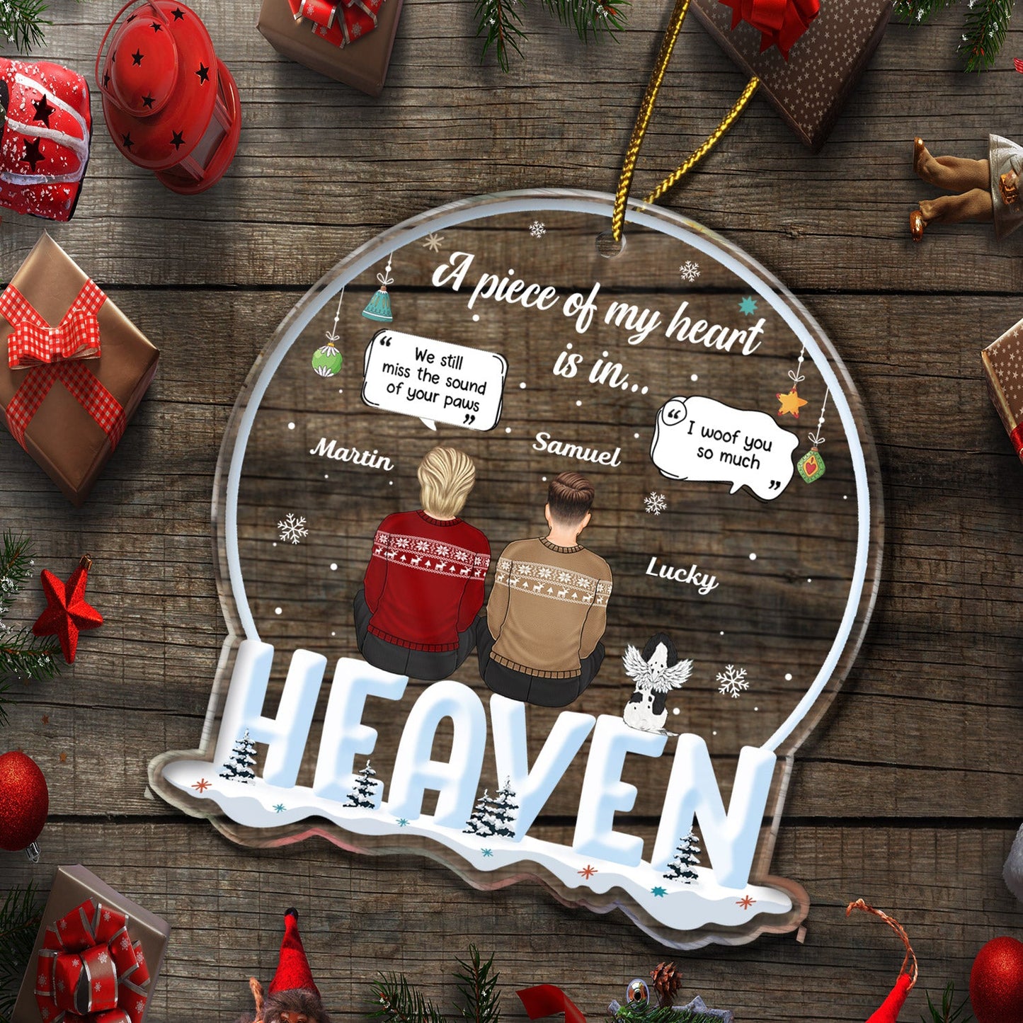 A Piece Of My Heart Is In Heaven - Memorial, Christmas Gift For Dog Lover, Cat Lover, Pet Owner - Personalized Custom Shaped Acrylic Ornament