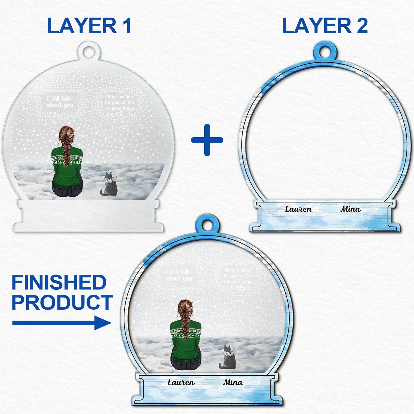 I Miss You, Dog, Cat - Christmas Memorial Gift For Pet Lover - Personalized 2-Layered Mix Ornament