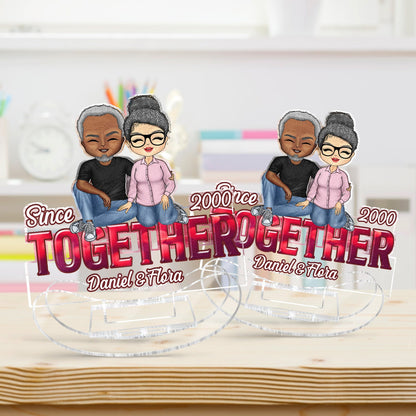 Chibi Couple Together Since - Anniversary Gift For Spouse, Husband, Wife - Personalized Acrylic Shaking Stand
