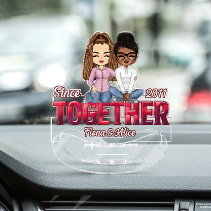 Chibi Couple Together Since - Anniversary Gift For Spouse, Husband, Wife - Personalized Acrylic Shaking Stand