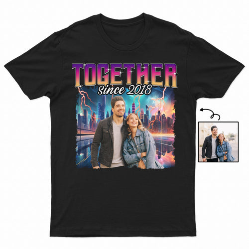 Custom Photo Together Since Hip Hop Retro Style - Birthday, Anniversary Gift For Couple, Spouse, Husband, Wife - Personalized T Shirt
