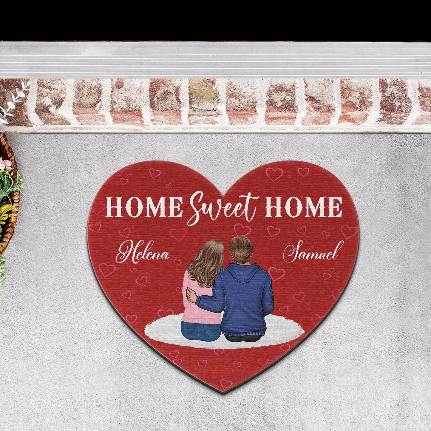Home Sweet Home - Gift For Couples - Personalized Custom Shaped Doormat