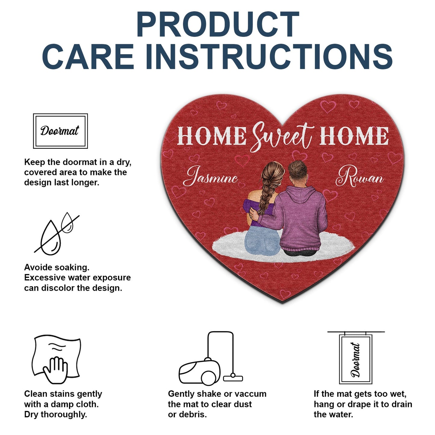 Home Sweet Home - Gift For Couples - Personalized Custom Shaped Doormat