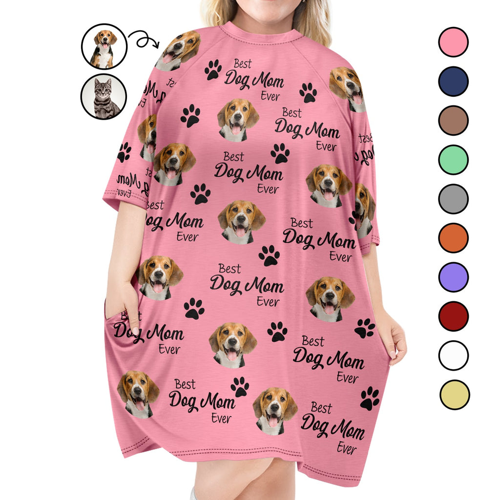 Custom Photo Best Dog Cat Mom Ever - Gift For Pet Lovers, Fur Moms - Personalized Women's Sleep Tee