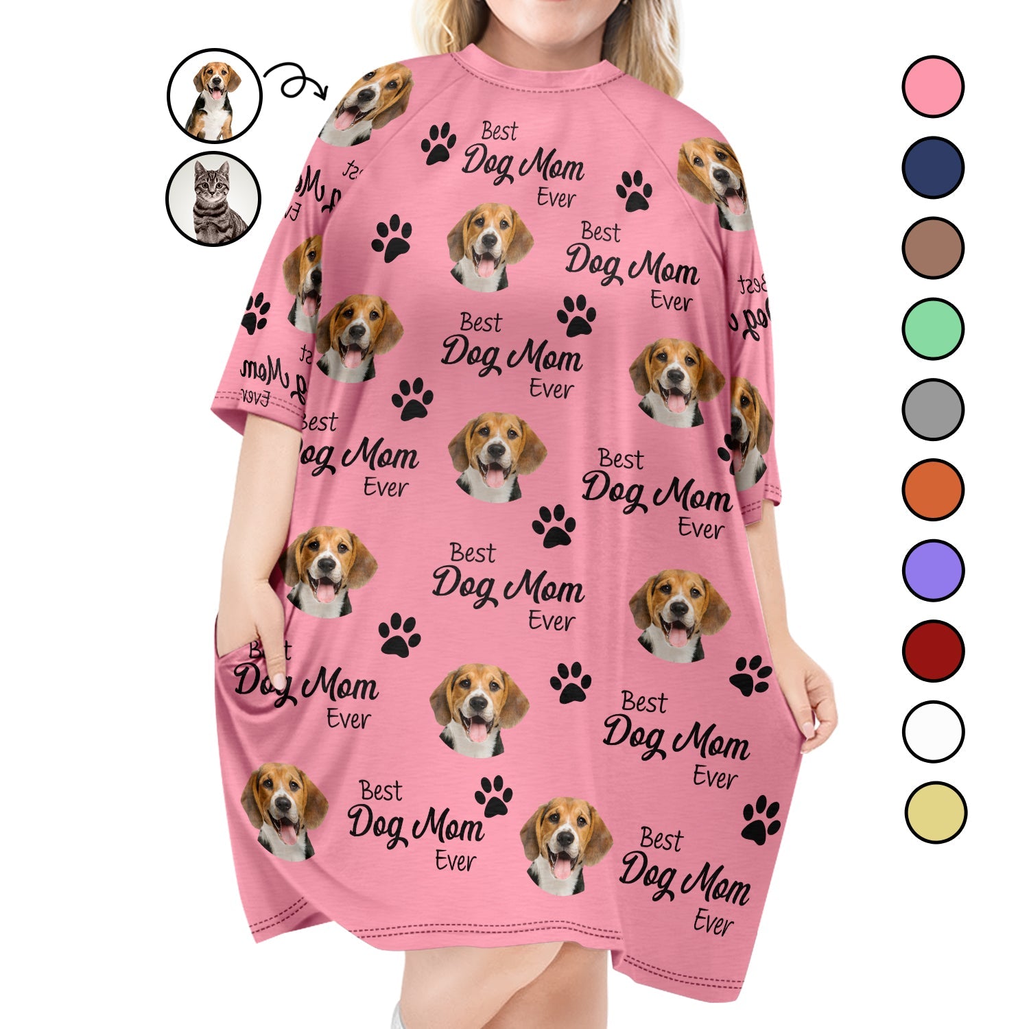 Custom Photo Best Dog Cat Mom Ever - Gift For Pet Lovers, Fur Moms - Personalized Women's Sleep Tee