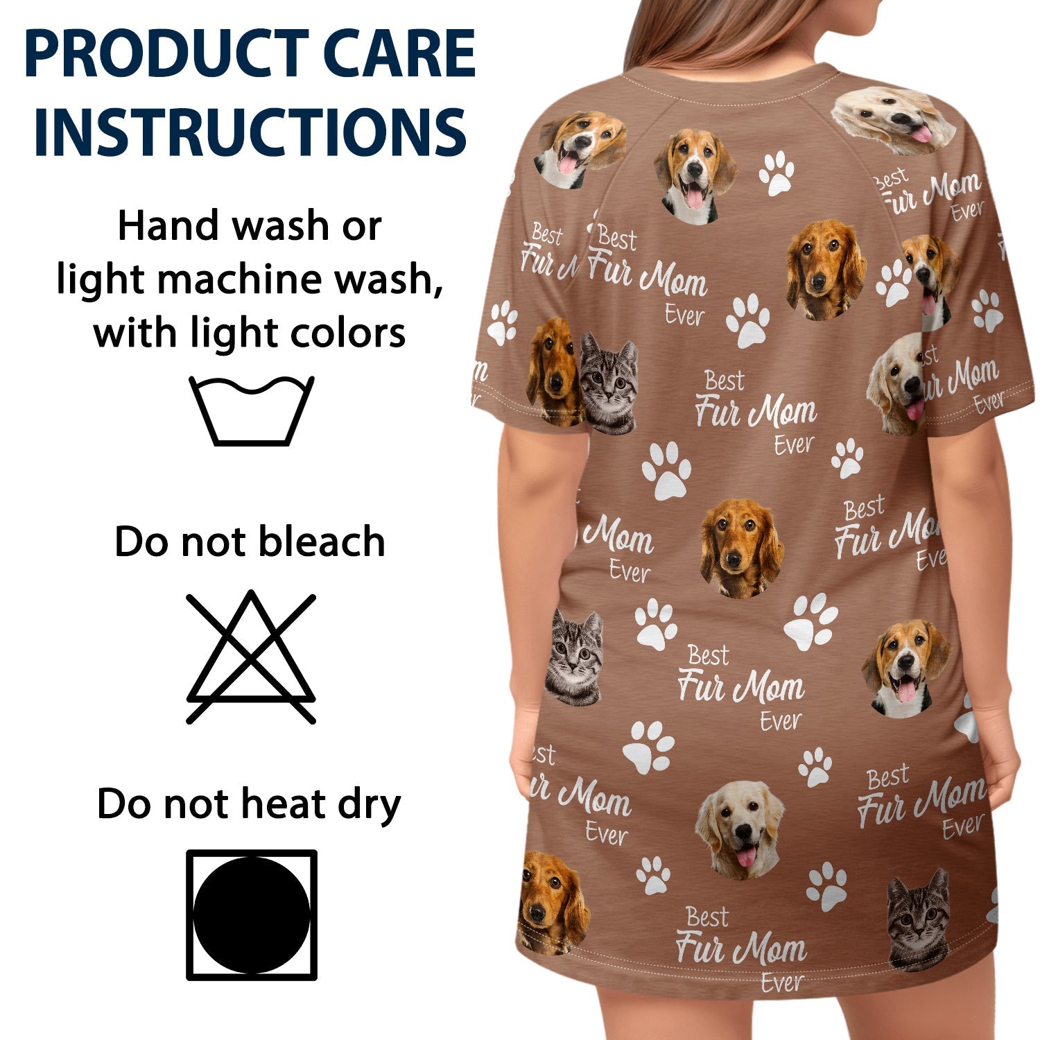 Custom Photo Best Dog Cat Mom Ever - Gift For Pet Lovers, Fur Moms - Personalized Women's Sleep Tee