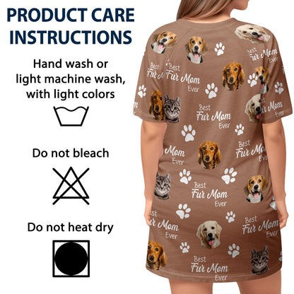 Custom Photo Best Dog Cat Mom Ever - Gift For Pet Lovers, Fur Moms - Personalized Women's Sleep Tee