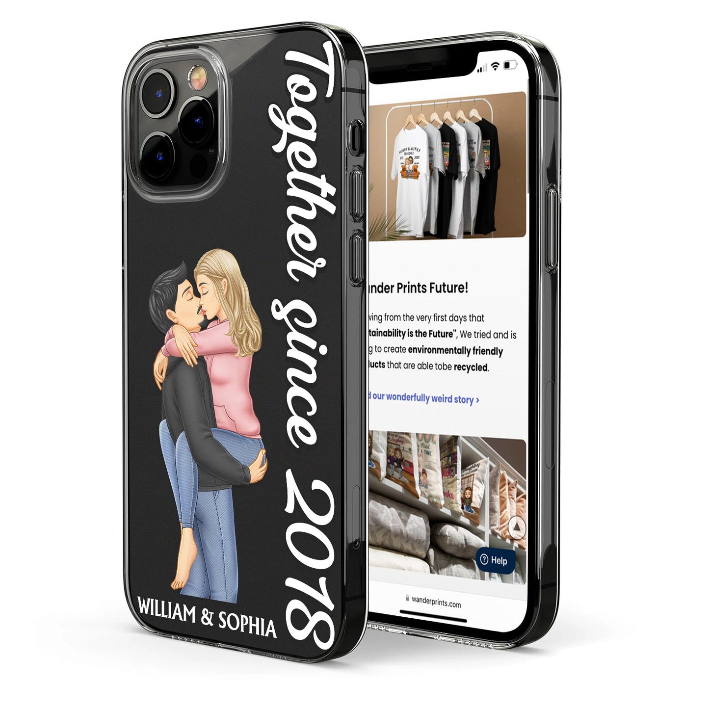 Together Since Couple Kissing - Loving, Anniversary Gift For Spouse, Husband, Wife - Personalized Clear Phone Case