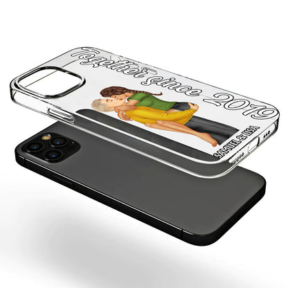Together Since Couple Kissing - Loving, Anniversary Gift For Spouse, Husband, Wife - Personalized Clear Phone Case