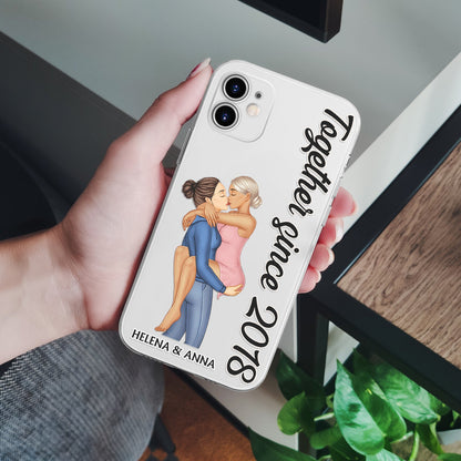 Together Since Couple Kissing - Loving, Anniversary Gift For Spouse, Husband, Wife - Personalized Clear Phone Case