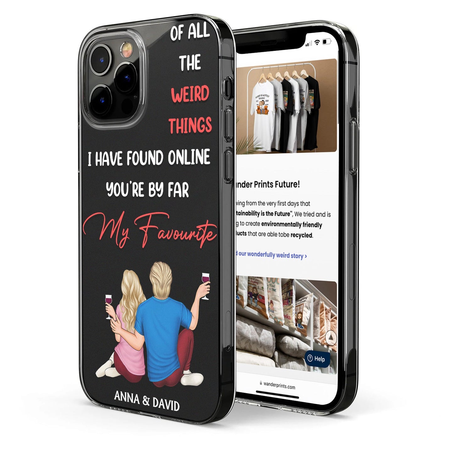 Of All Weird Things Couple Back Sitting - Loving, Anniversary Gift For Spouse, Husband, Wife - Personalized Clear Phone Case