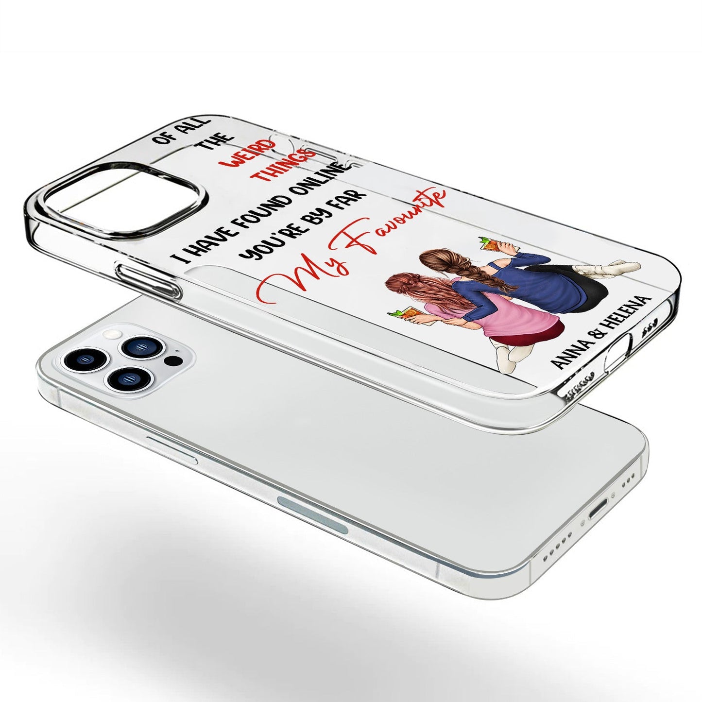 Of All Weird Things Couple Back Sitting - Loving, Anniversary Gift For Spouse, Husband, Wife - Personalized Clear Phone Case