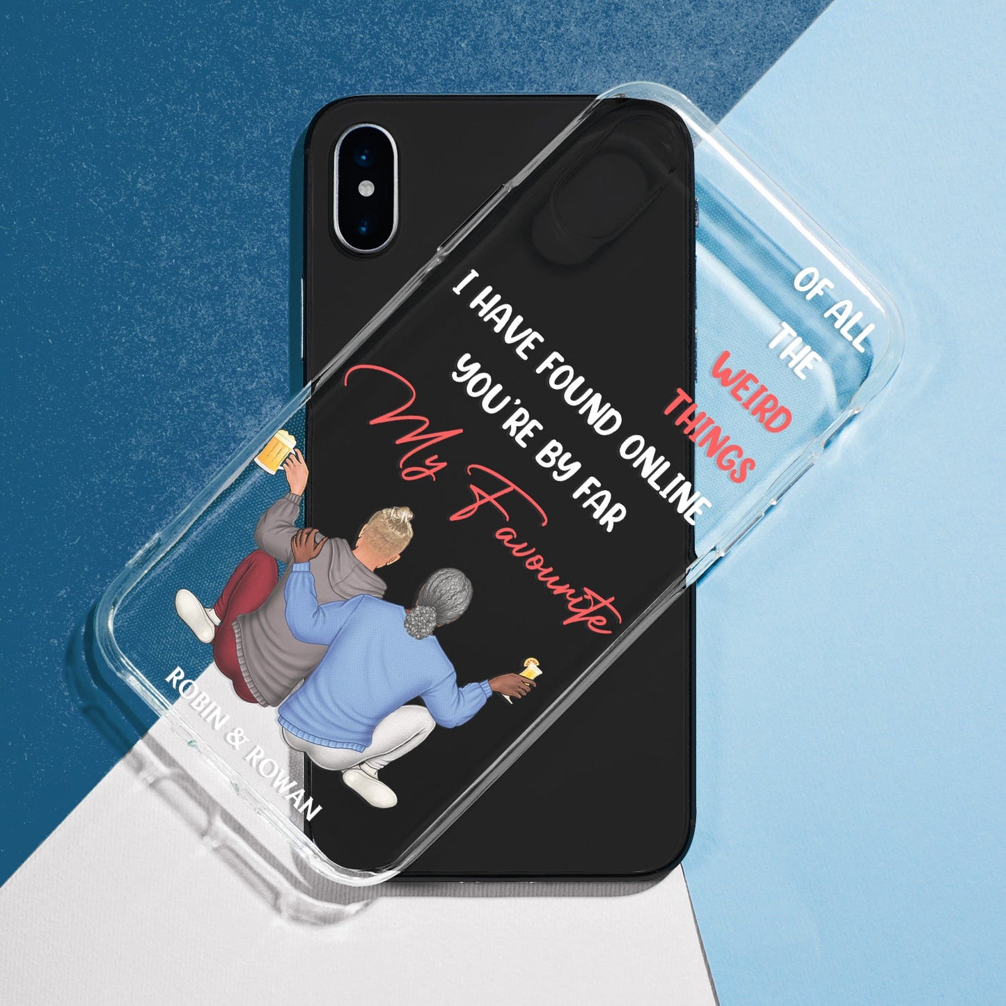 Of All Weird Things Couple Back Sitting - Loving, Anniversary Gift For Spouse, Husband, Wife - Personalized Clear Phone Case