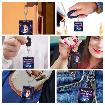 In The Galaxy Night Sky Kissing Couple Sideview - Birthday, Loving, Anniversary Gift For Spouse, Husband, Wife, Married Couple, Boyfriend, Girlfriend - Personalized Acrylic Keychain