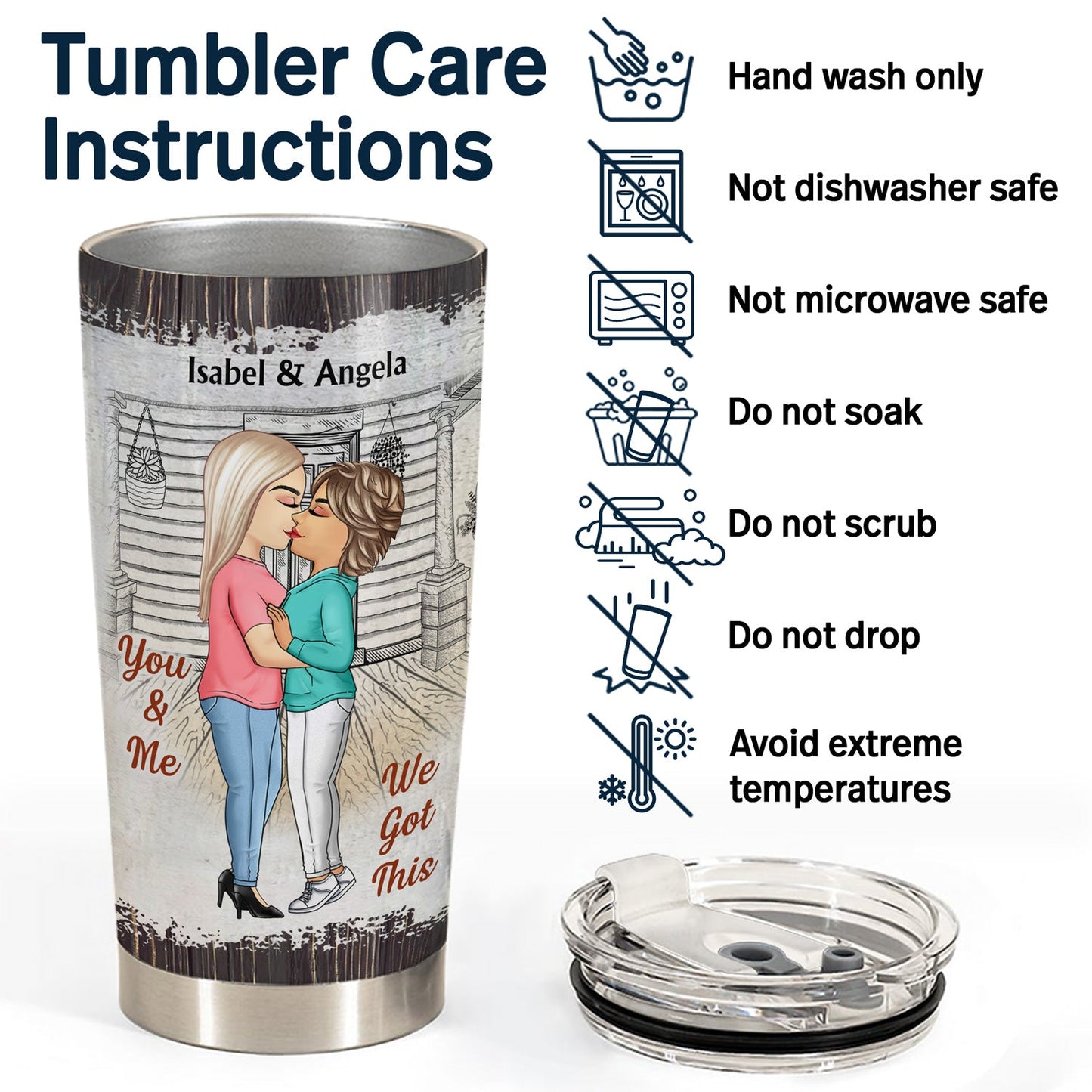 Chibi Kissing Couple Sideview The Day I Met You - Birthday, Loving, Anniversary Gift For Spouse, Hubby, Wifey, Boyfriend, Girlfriend - Personalized Tumbler