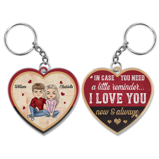 In Case You Need A Little Reminder Couple - Anniversary, Birthday Gift For Spouse, Husband, Wife, Boyfriend, Girlfriend - Personalized Custom Heart Shaped Acrylic Keychain