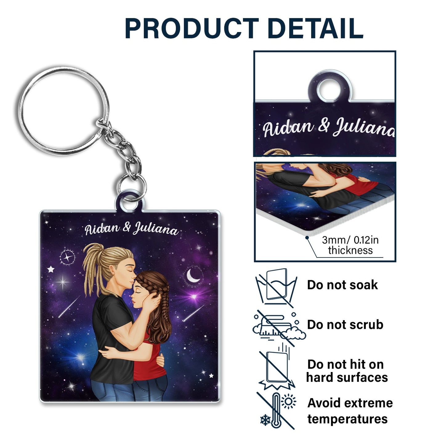 In The Galaxy Night Sky Kissing Couple Sideview - Birthday, Loving, Anniversary Gift For Spouse, Husband, Wife, Married Couple, Boyfriend, Girlfriend - Personalized Acrylic Keychain