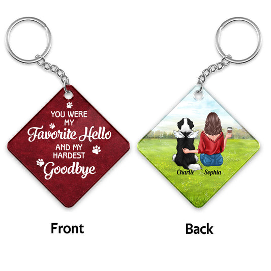 My Favorite Hello My Hardest Goodbye Dog Memorial Personalized Acrylic Keychain