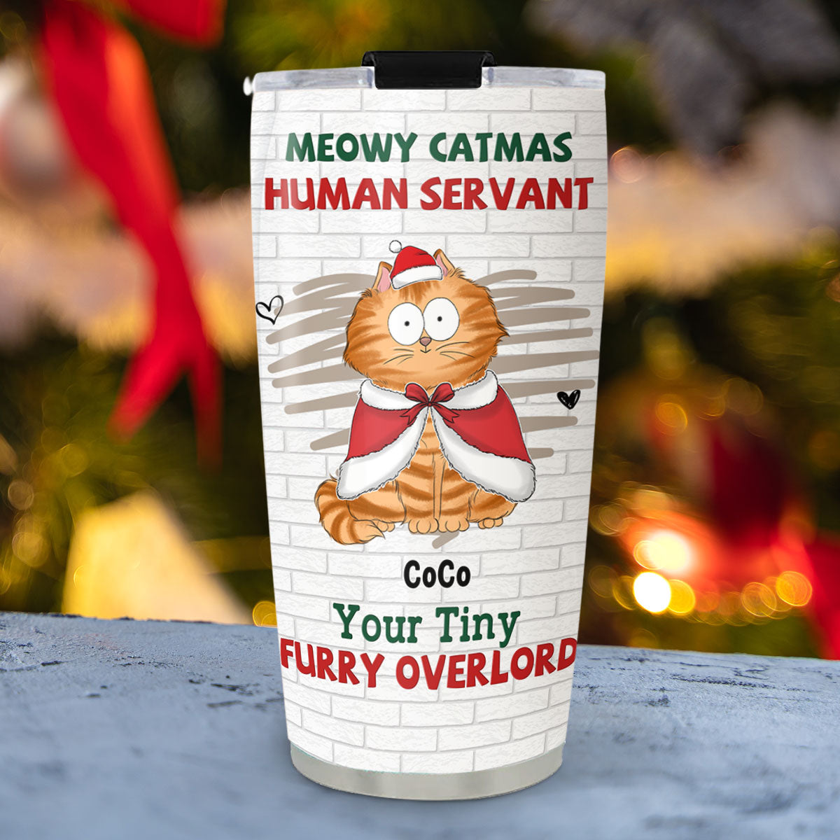 Tiny Cat Overlord Christmas - Personalized Custom Tumbler