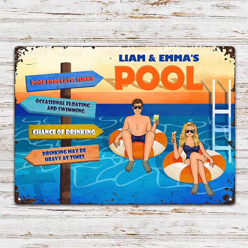 Pool Forecast Sunny - Poolside Decoration - Personalized Custom Classic Metal Signs