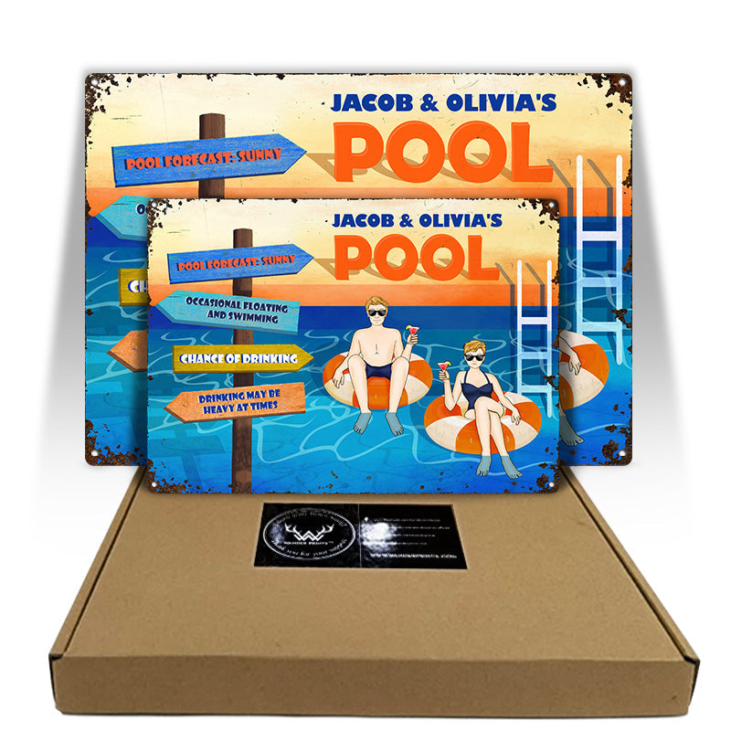 Pool Forecast Sunny - Poolside Decoration - Personalized Custom Classic Metal Signs