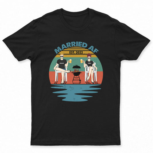 Married AF Grilling - Gift For Couples - Personalized Custom T Shirt