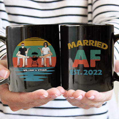 Married AF - Gift For Couples - Personalized Custom Black Mug