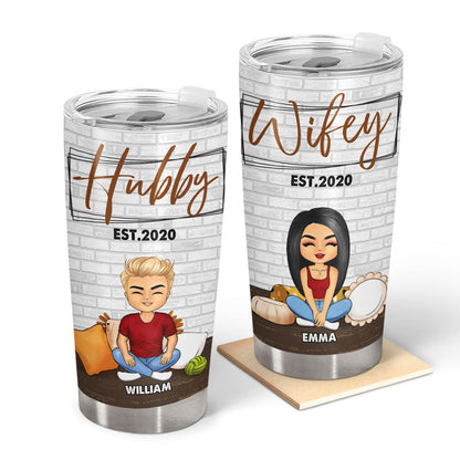 Chibi Couple Hubby Wifey - Personalized Custom Tumbler