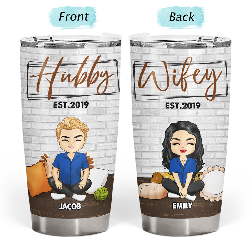 Chibi Couple Hubby Wifey - Personalized Custom Tumbler
