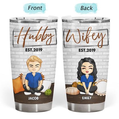 Chibi Couple Hubby Wifey - Personalized Custom Tumbler