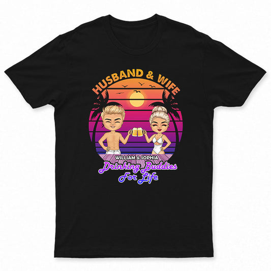 Couple Chibi Drinking Buddies For Life - Personalized Custom T Shirt